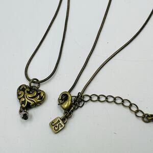 Jim Shore Dainty Heart Pendant Necklace Scrollwork Antique Gold Tone Minimalist